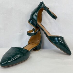 Comfort View Loucia Womens Green Alligator Pattern Ankle Strap Shoes 11WW